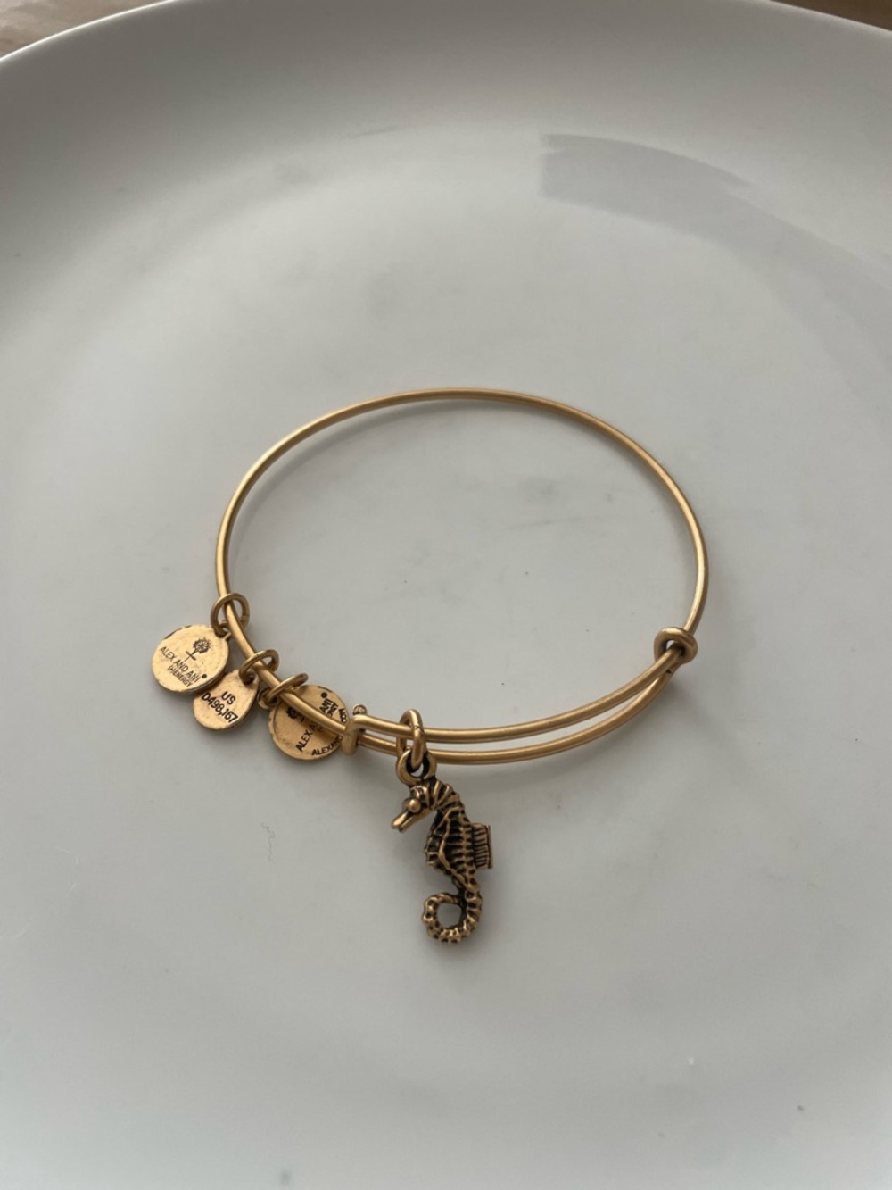 Alex and Ani Gold Seahorse Charm Expandable Bangle Bracelet